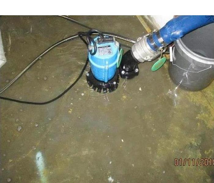 submersible pump in a basement