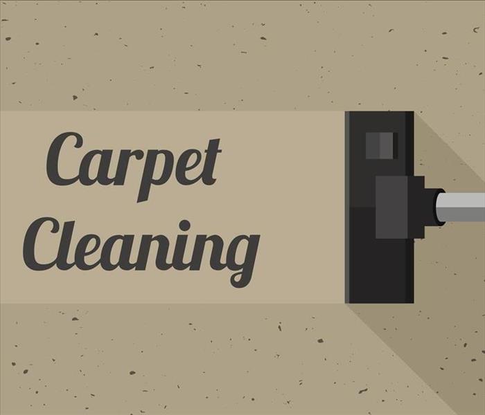 "Carpet Cleaning" Spelled Out on a Graphic with the Vacuum Bonnet Head